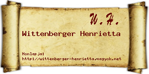Wittenberger Henrietta névjegykártya